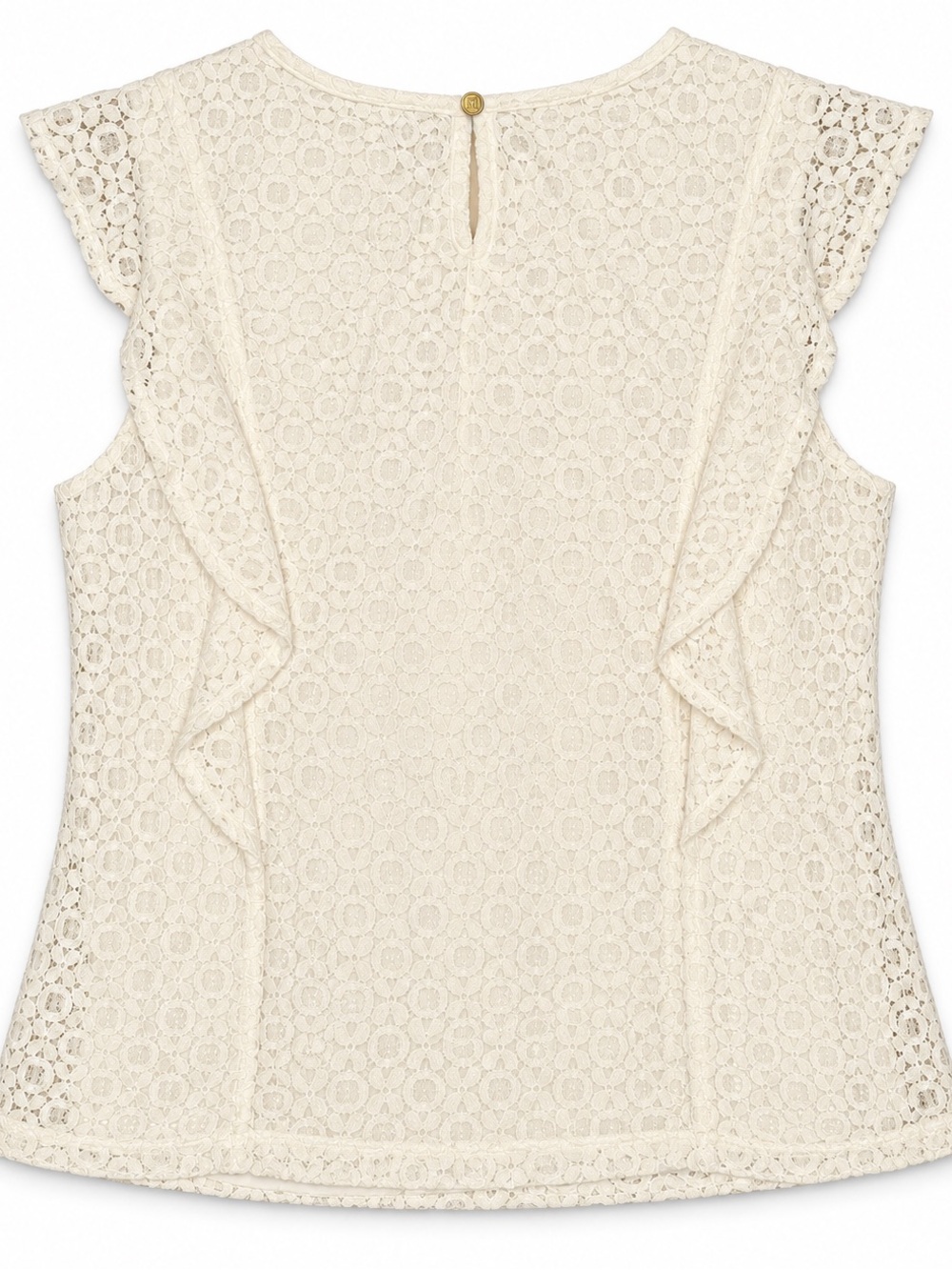 Liz Claiborne Petite Ivory Lace Ruffle Blouse Top PM - Picture 4 of 5